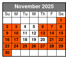 Discovery Cove November Schedule