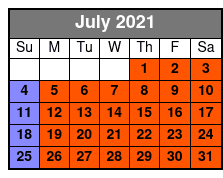 1-Hour Everglades Intro Tour July Schedule