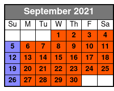 1-Hour Everglades Intro Tour September Schedule