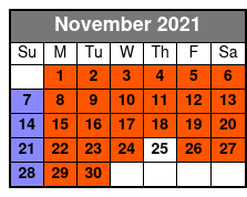 1-Hour Everglades Intro Tour November Schedule