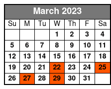 Sea Screamer with Lunch March Schedule
