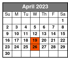 Sea Screamer with Lunch April Schedule