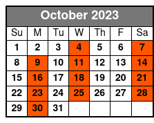 Sea Screamer with Lunch October Schedule