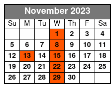 Sea Screamer with Lunch November Schedule