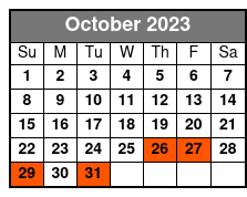 30-Minute Airboat October Schedule