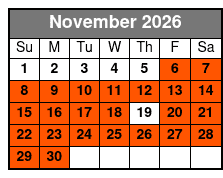 Titanic Ship of Dreams November Schedule