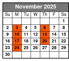 Sea Screamer Boat Tour & Lunch November Schedule