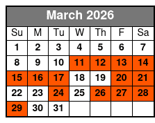 3 Attraction Combo Ticket (T) March Schedule
