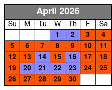Madame Tussauds + Sea Life (S) April Schedule