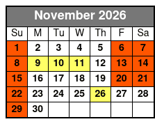 Sea Life + Madame Tussauds (S) November Schedule