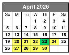 Sea Life + Madame Tussauds (T) April Schedule
