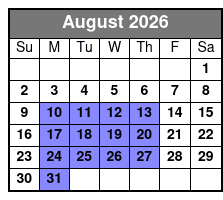Sea Life + Madame Tussauds (T) August Schedule