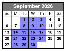 Sea Life + Madame Tussauds (T) September Schedule