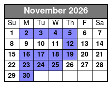 Sea Life + Madame Tussauds (T) November Schedule