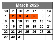 Sea Life Orlando Entry (T) March Schedule
