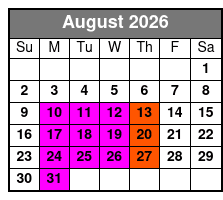 Sea Life Orlando Entry (T) August Schedule