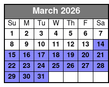 Sea Life + Madame Tussauds (P) March Schedule