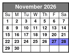 Sea Life + Madame Tussauds (P) November Schedule