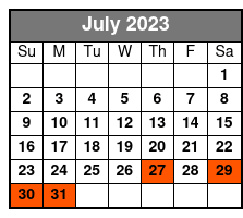 1 Hour Per Jet Ski July Schedule