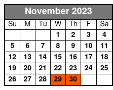 Single Kayak - One Person November Schedule