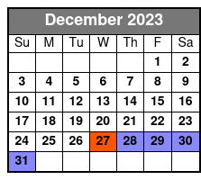 Single Kayak - One Person December Schedule