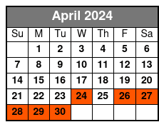Single Kayak - One Person April Schedule