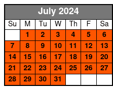 Single Kayak - One Person July Schedule