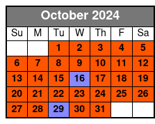 Single Kayak - One Person October Schedule