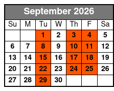 Adventure Package September Schedule