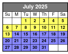 Sunset Tour July Schedule