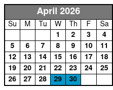 Sunset Tour April Schedule