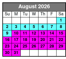 Sunset Tour August Schedule