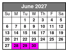 Sunset Tour June Schedule