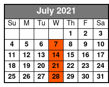 Clearwater Beach Excursion with Deep Sea Fishing July Schedule