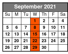 Clearwater Beach Excursion with Deep Sea Fishing September Schedule