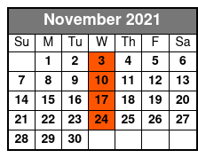 Clearwater Beach Excursion with Deep Sea Fishing November Schedule