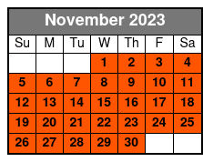 3 Attraction Combination November Schedule