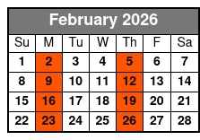 Clearwater Express with Lunch February Schedule