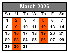 Clearwater Express with Lunch March Schedule