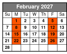 St Augustine Day Trip February Schedule