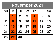 St Augustine Day Trip & Scenic Cruise November Schedule