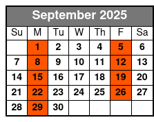 St Augustine Day Trip & Scenic Cruise September Schedule