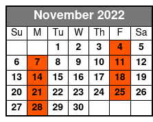 St. Augustine Day Trip November Schedule