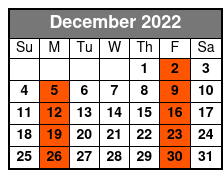 St. Augustine Day Trip December Schedule