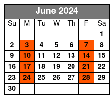St. Augustine Day Trip June Schedule