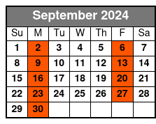 St. Augustine Day Trip September Schedule