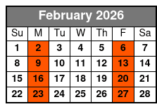 St. Augustine Day Trip February Schedule