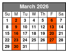 St. Augustine Day Trip March Schedule