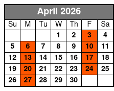 St. Augustine Day Trip April Schedule