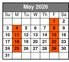 St. Augustine Day Trip May Schedule